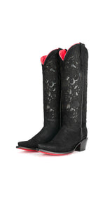 Ximena Suede Tall Red Bottom Snip Toe Cowgirl Boot