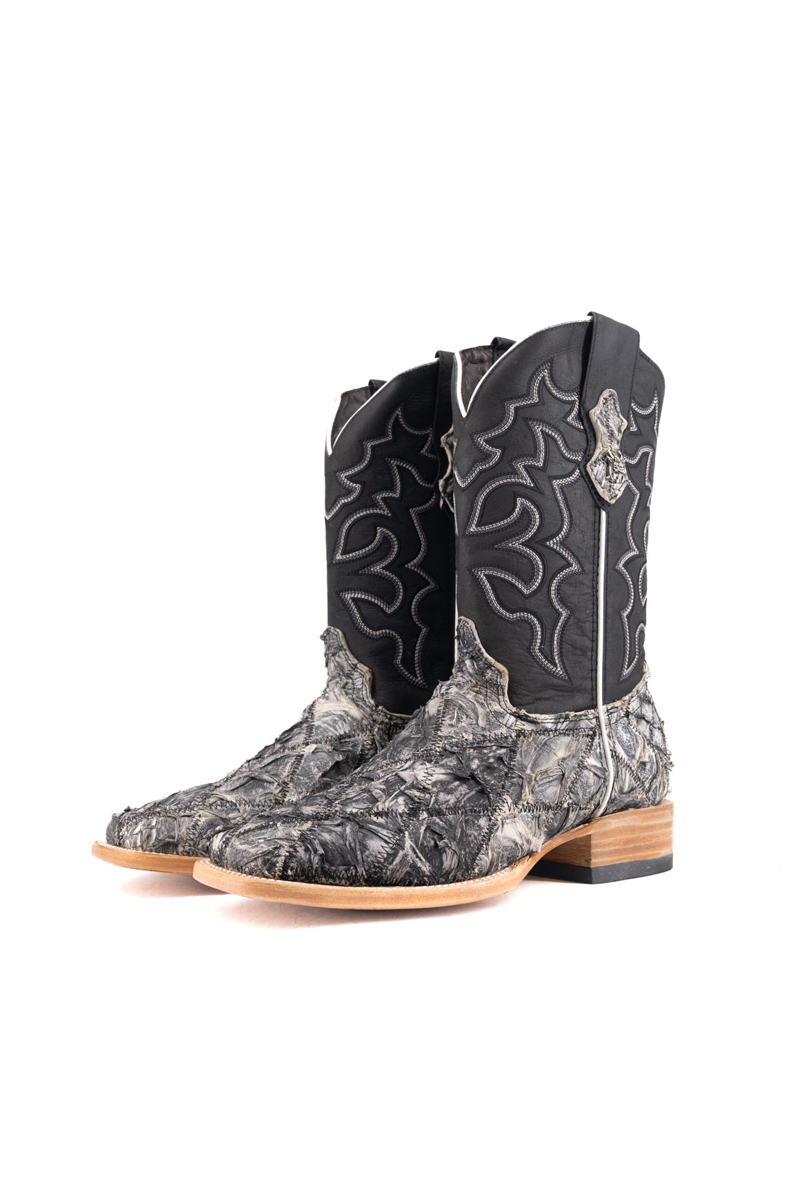 Lucas Exotic Pirarucu Patchwork Square Toe Cowboy Boot