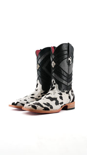 Prescott Cowhide Square Toe Cowboy Boot Size 10.5 Box RMF16