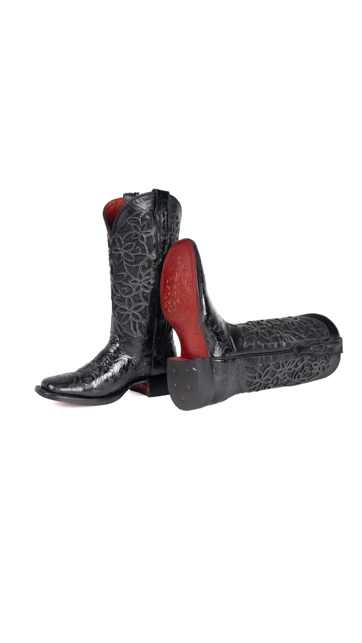 465 Flor De Luz Cincelado Red Bottom Square Toe Cowgirl Boot