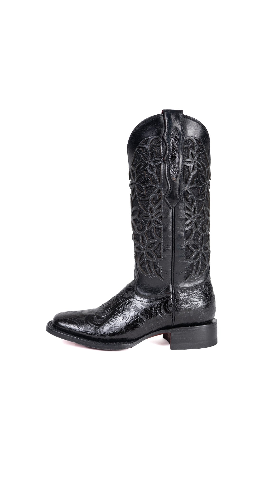 465 Flor De Luz Cincelado Red Bottom Square Toe Cowgirl Boot