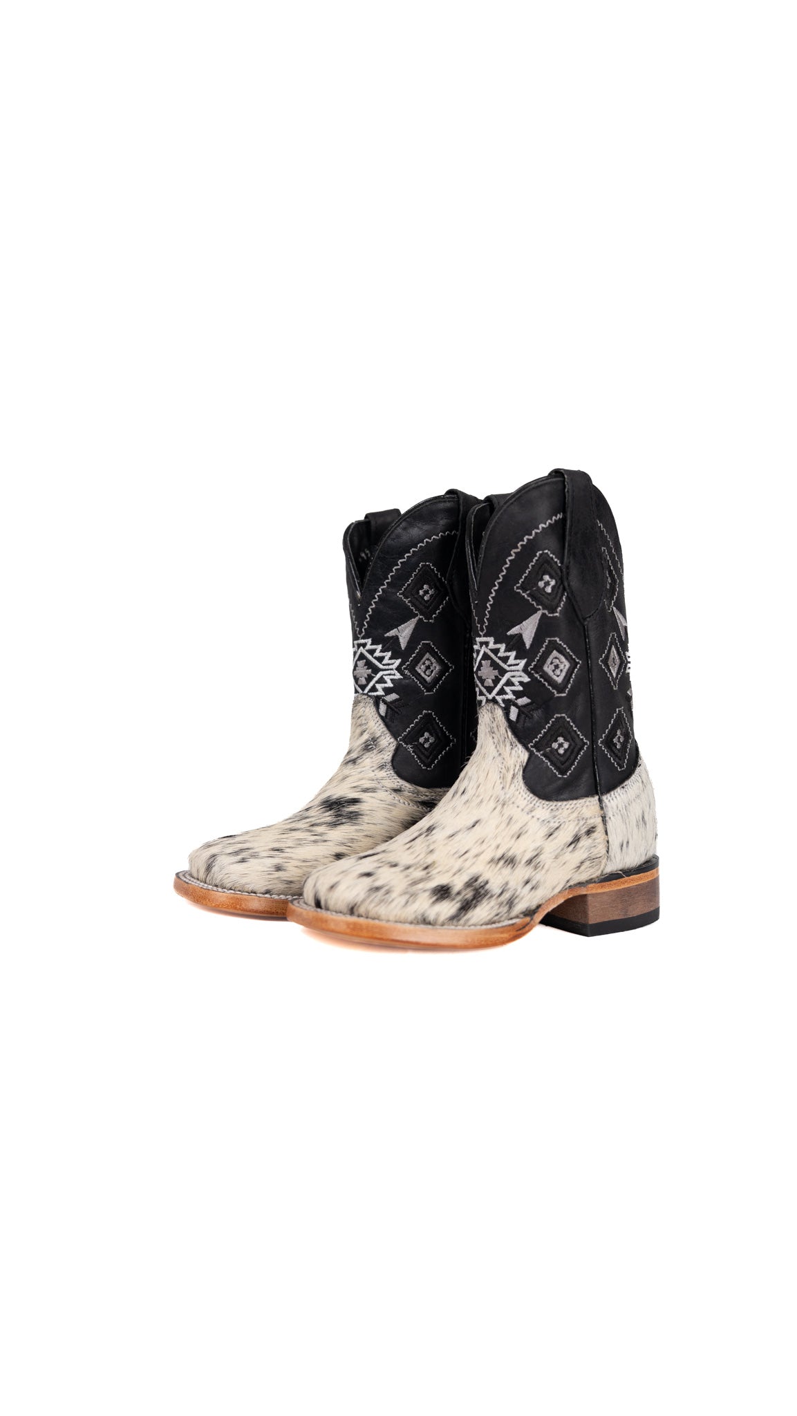 Little Aztec Cowhide Square Kids Boot Size 9 Box ZA5