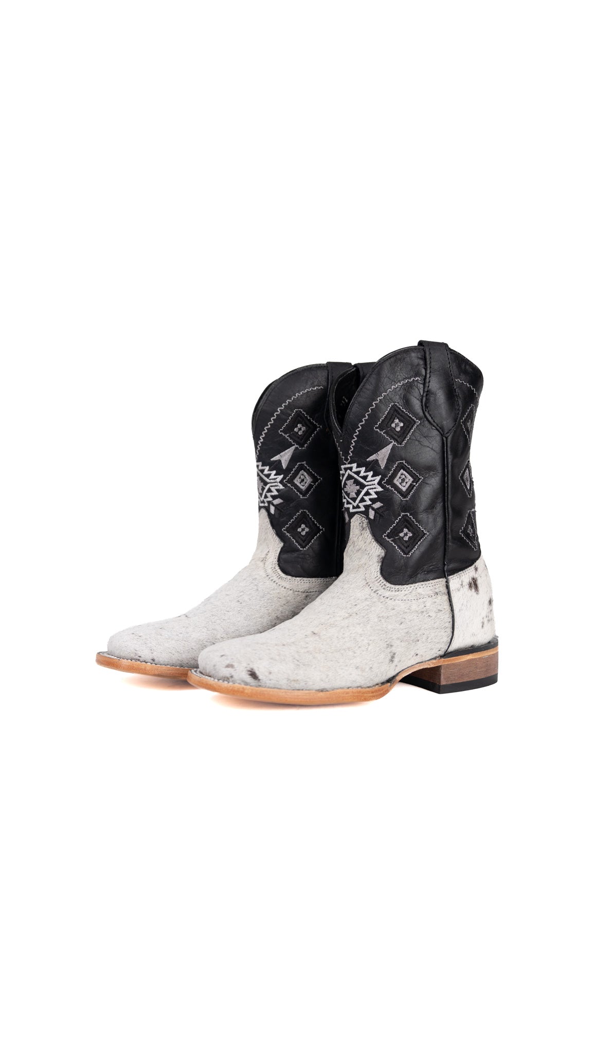 Little Aztec Cowhide Square Kids Boot Size 1 Box ZA8