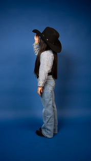 Ines Denim Pearl Snap Long Sleeve Shirt