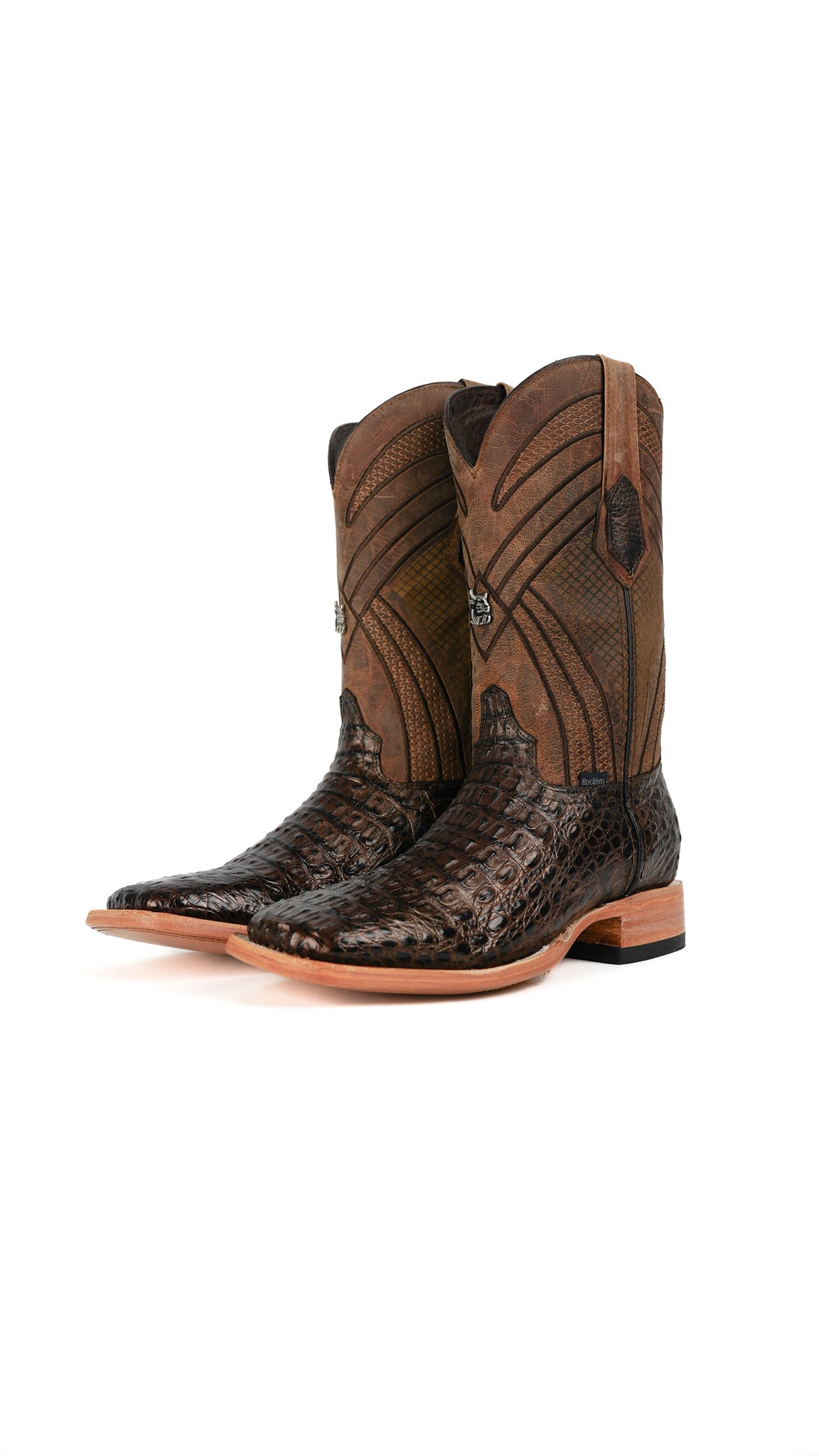 Monroe Caiman Hornback Square Toe Cowboy Boot