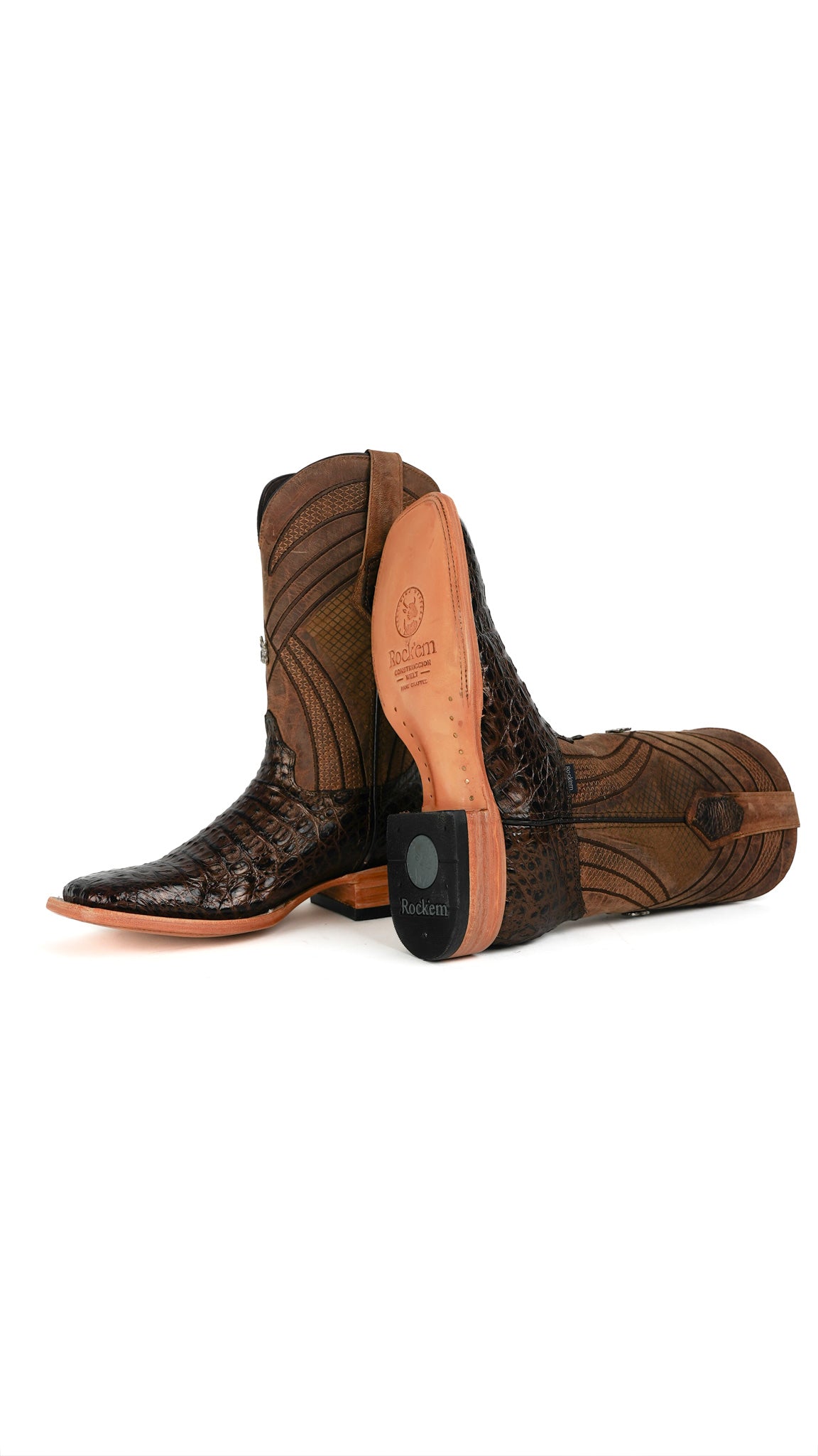 Monroe Caiman Hornback Square Toe Cowboy Boot