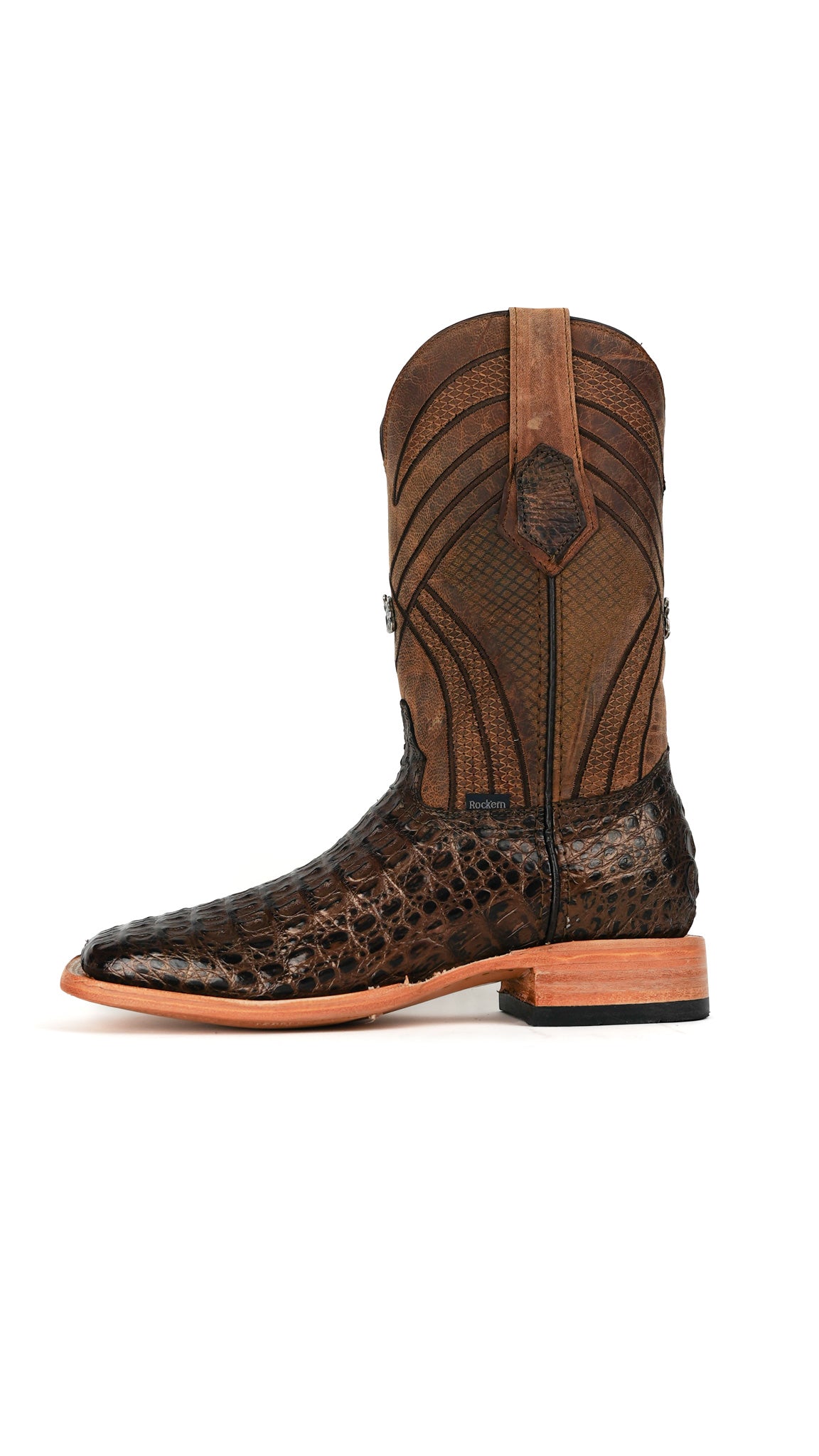 Monroe Caiman Hornback Square Toe Cowboy Boot