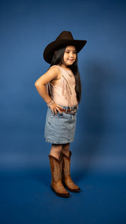 Remi Suede Front Arch Fringe Top
