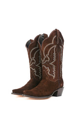 Mia Suede Wide Calf Snip Toe Cowgirl Boot