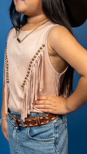 Remi Suede Front Arch Fringe Top