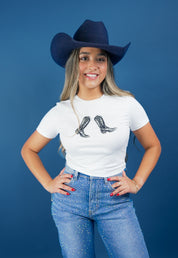 Anais Cowgirl Boot Graphic Crop Top
