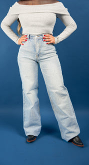 Rhinestone High-Rise Wide-Leg Jeans