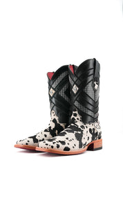 Prescott Cowhide Square Toe Cowboy Boot Size 8 Box RMF39