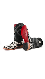 Prescott Cowhide Square Toe Cowboy Boot Size 9.5 Box RMF45