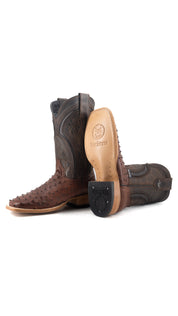 Walter Ostrich Exotic Square Toe Cowboy Boot