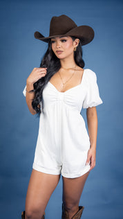 Sweetheart Neckline Bow Babydoll Romper