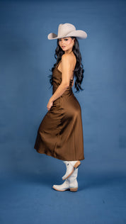 Samira Halter Bias Cut Midi Dress