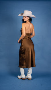 Samira Halter Bias Cut Midi Dress