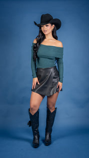 Fable Faux Leather Overlay Mini Skort
