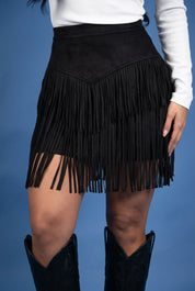 Tiered Fringe Mini Skirt