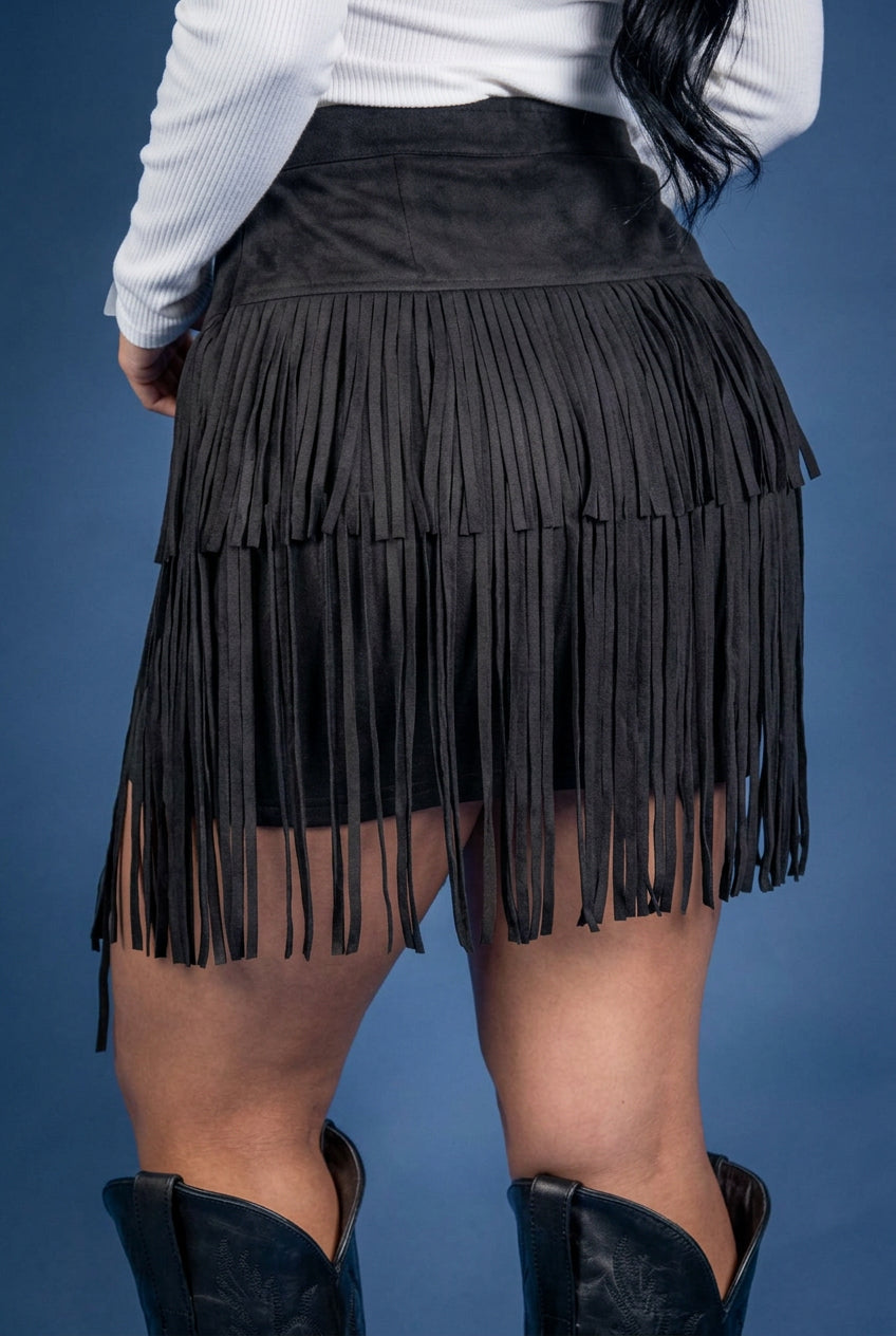 Tiered Fringe Mini Skirt