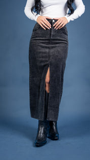 Piper Front Slit Corduroy Maxi Skirt
