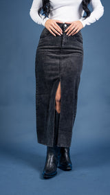 Piper Front Slit Corduroy Maxi Skirt