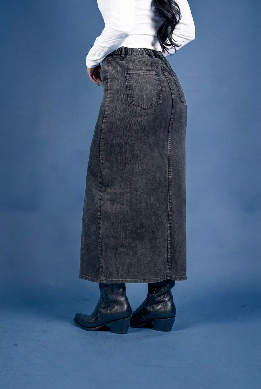 Piper Front Slit Corduroy Maxi Skirt