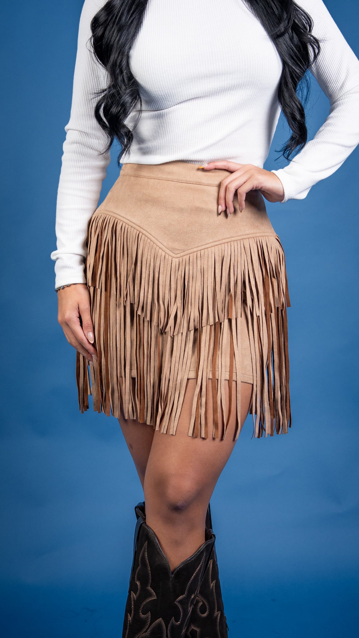 Tiered Fringe Mini Skirt