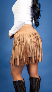 Tiered Fringe Mini Skirt