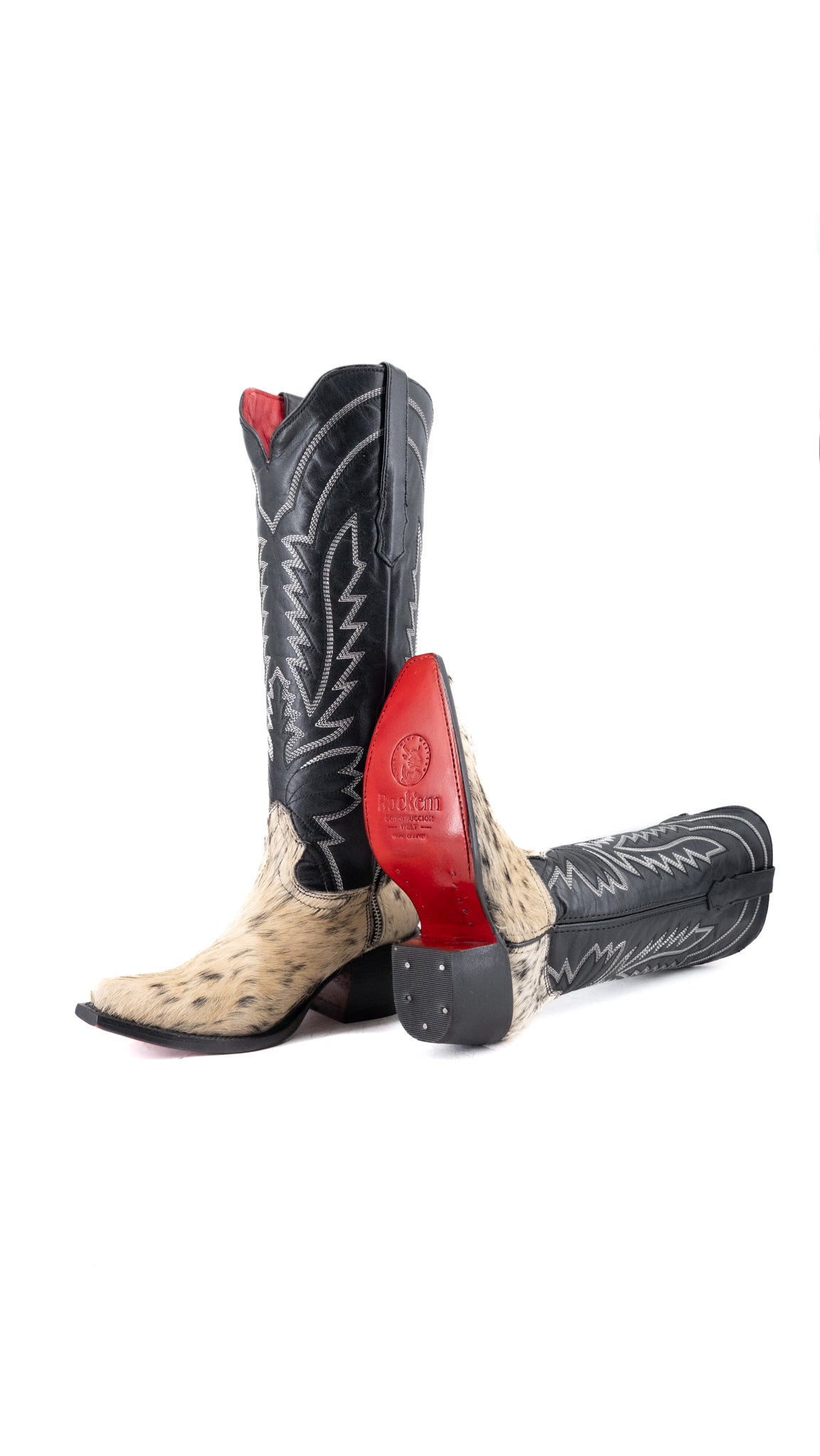 Bianca Tall Red Bottom Cowhide Snip Toe Cowgirl Boot Size 5.5 Box CW2