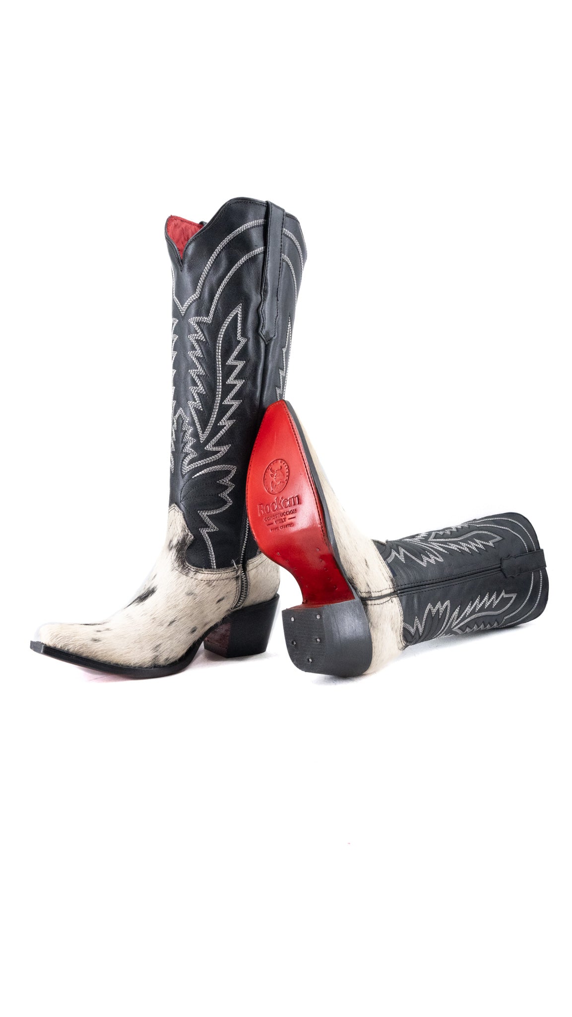 Bianca Tall Red Bottom Cowhide Snip Toe Cowgirl Boot Size 6.5 Box CW6