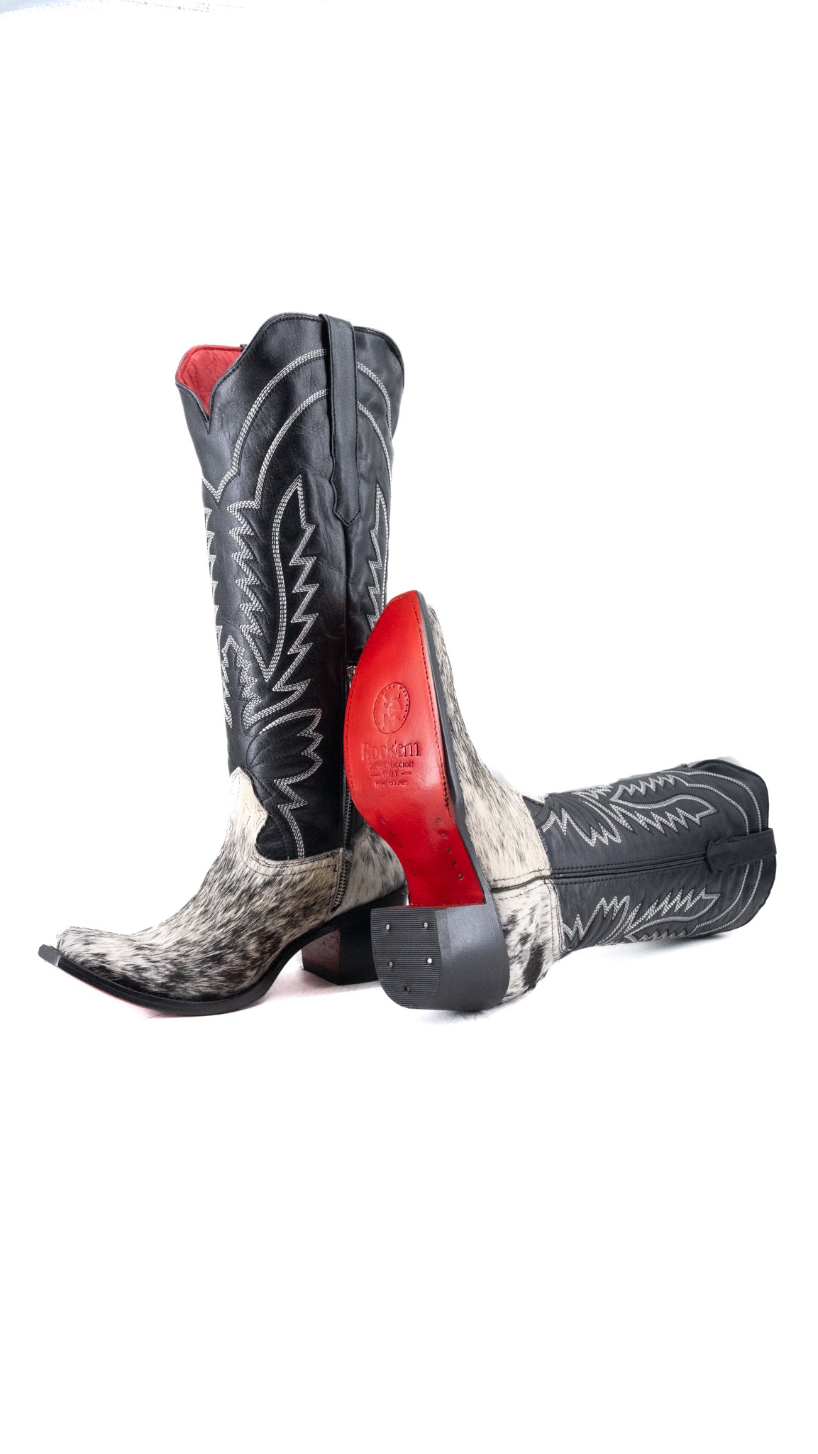 Bianca Tall Red Bottom Cowhide Snip Toe Cowgirl Boot Size 7.5 Box CW10