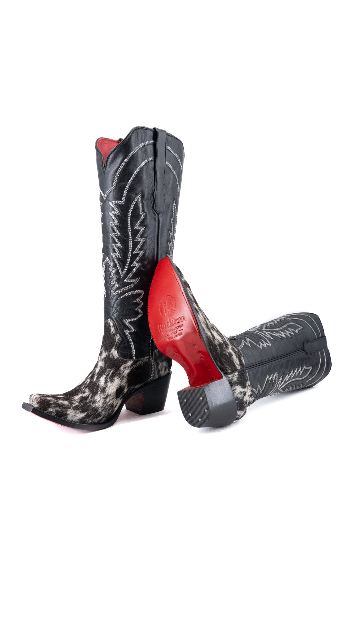 Bianca Tall Red Bottom Cowhide Snip Toe Cowgirl Boot Size 8 Box CW12