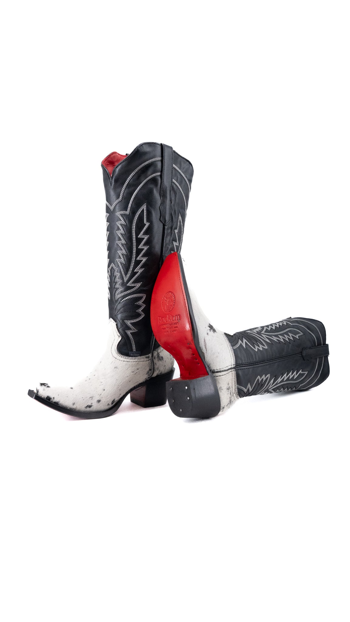 Bianca Tall Red Bottom Cowhide Snip Toe Cowgirl Boot Size 8 Box CW15