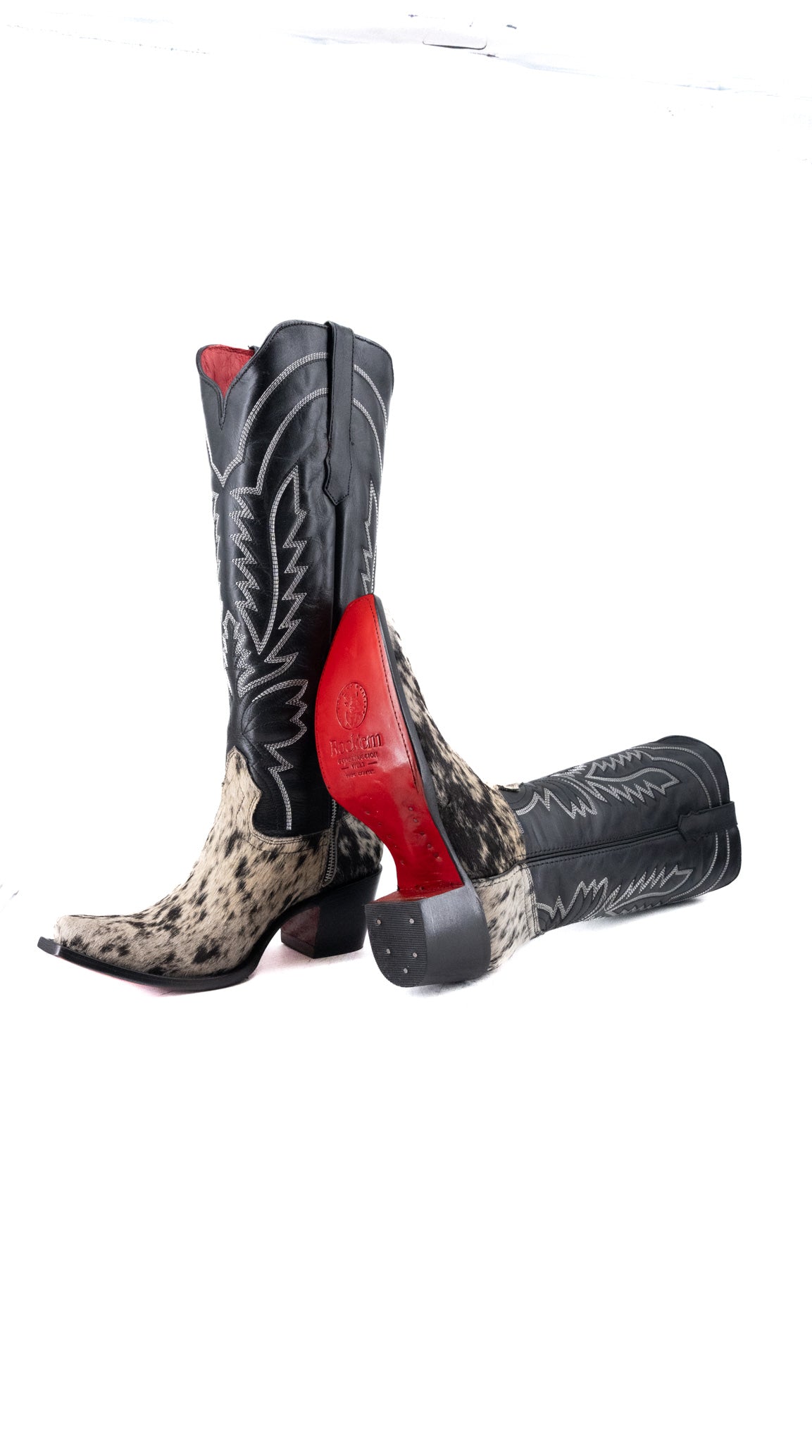 Bianca Tall Red Bottom Cowhide Snip Toe Cowgirl Boot Size 9 Box CW20