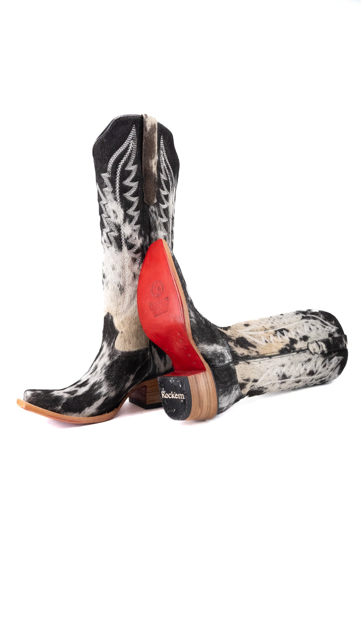 Charlotte Tall Red Bottom Cowhide Snip Toe Cowgirl Boot Size 8 Box CW23