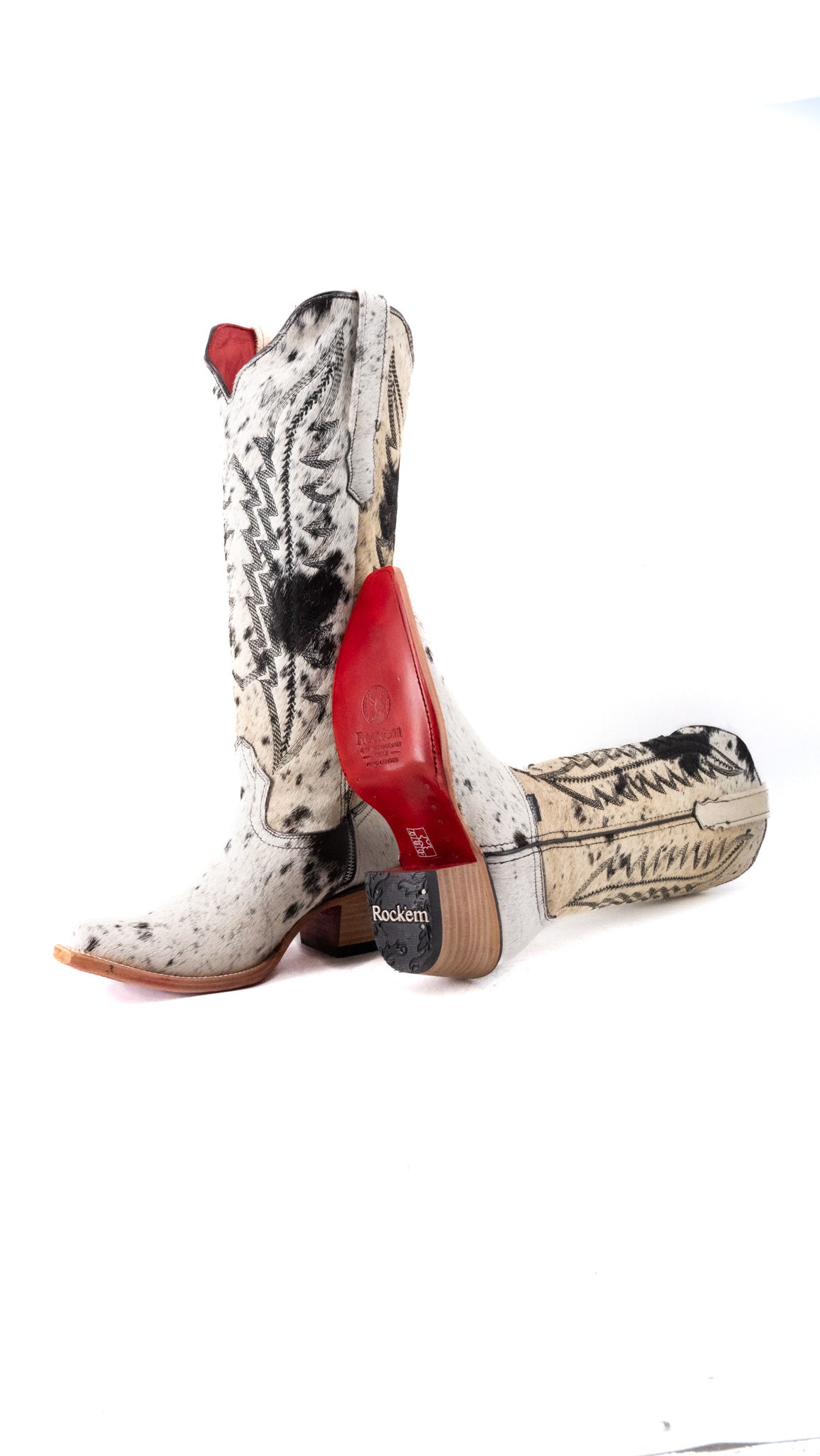 Charlotte Tall Red Bottom Cowhide Snip Toe Cowgirl Boot Size 8 Box CW24