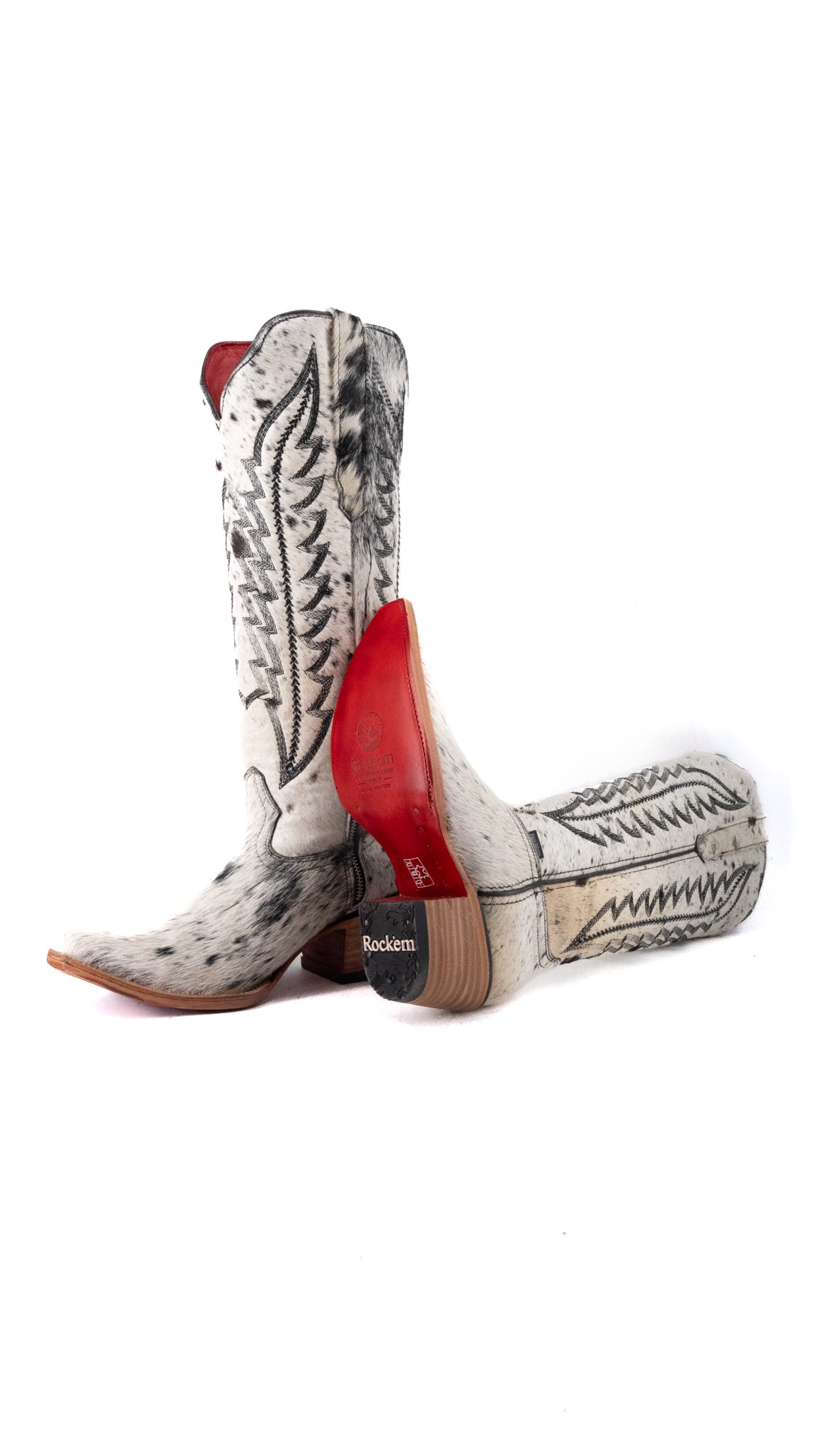 Charlotte Tall Red Bottom Cowhide Snip Toe Cowgirl Boot Size 8.5 Box CW25