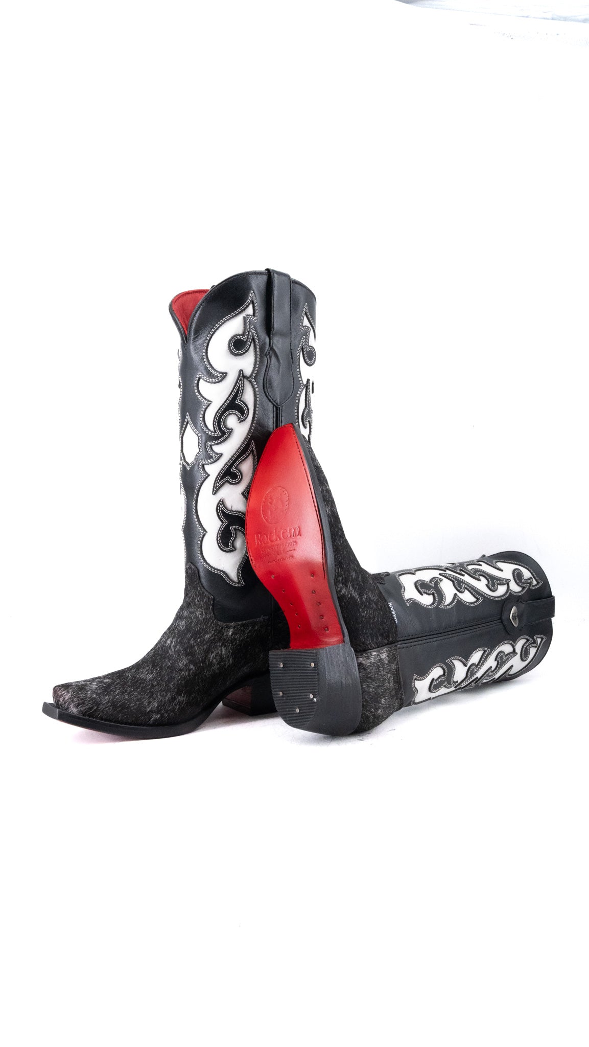 Emely Midi Cowhide Red Bottom Snip Toe Cowgirl Boot  Size 8 Box CW37