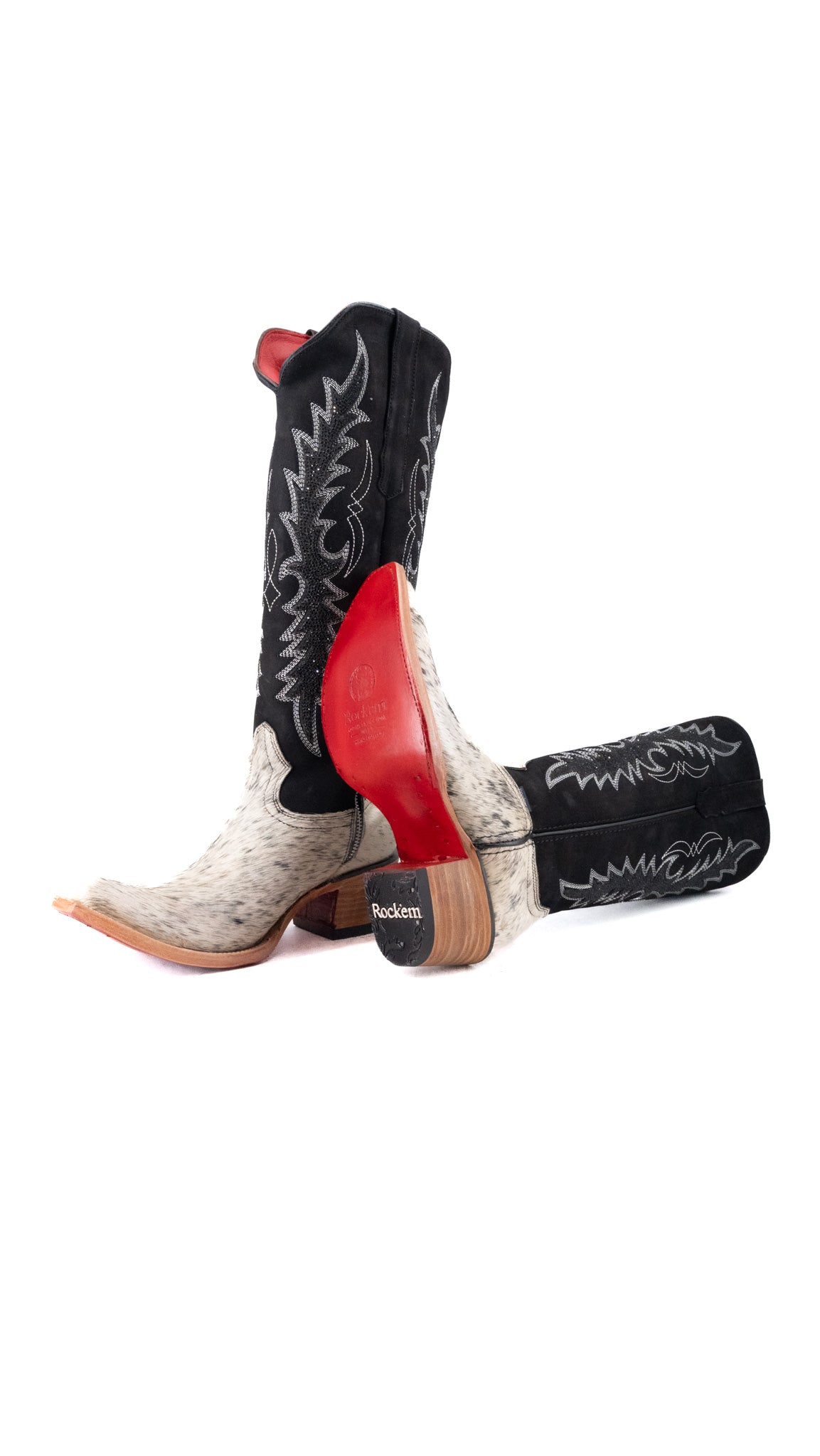 Marisol Tall Cowhide Red Bottom Snip Toe Cowgirl Boot Size 9 Box CW39