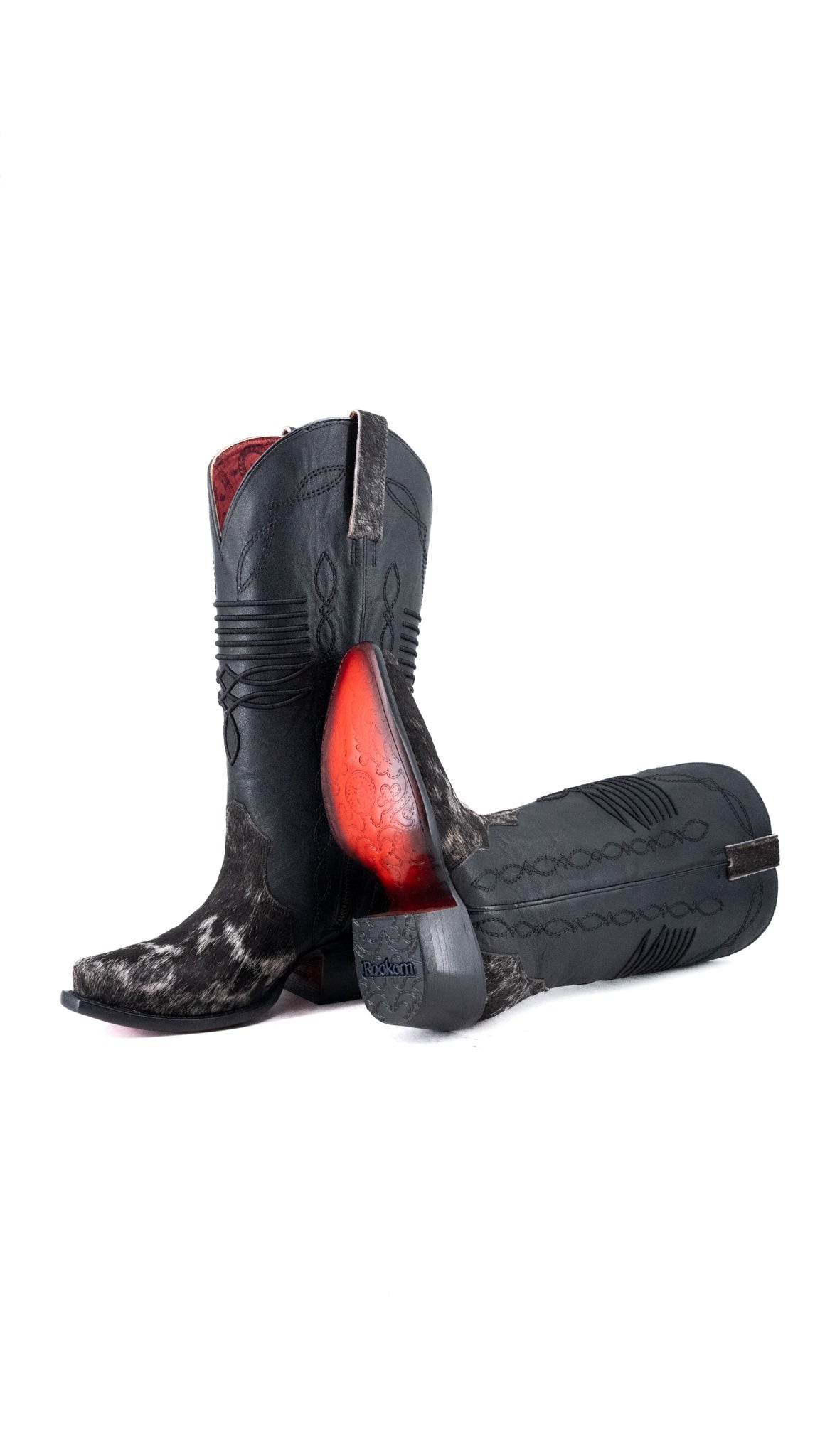 Dalia Midi Cowhide Red Bottom Wide Calf Snip Toe Cowgirl Boot Size 5.5 Box CW44