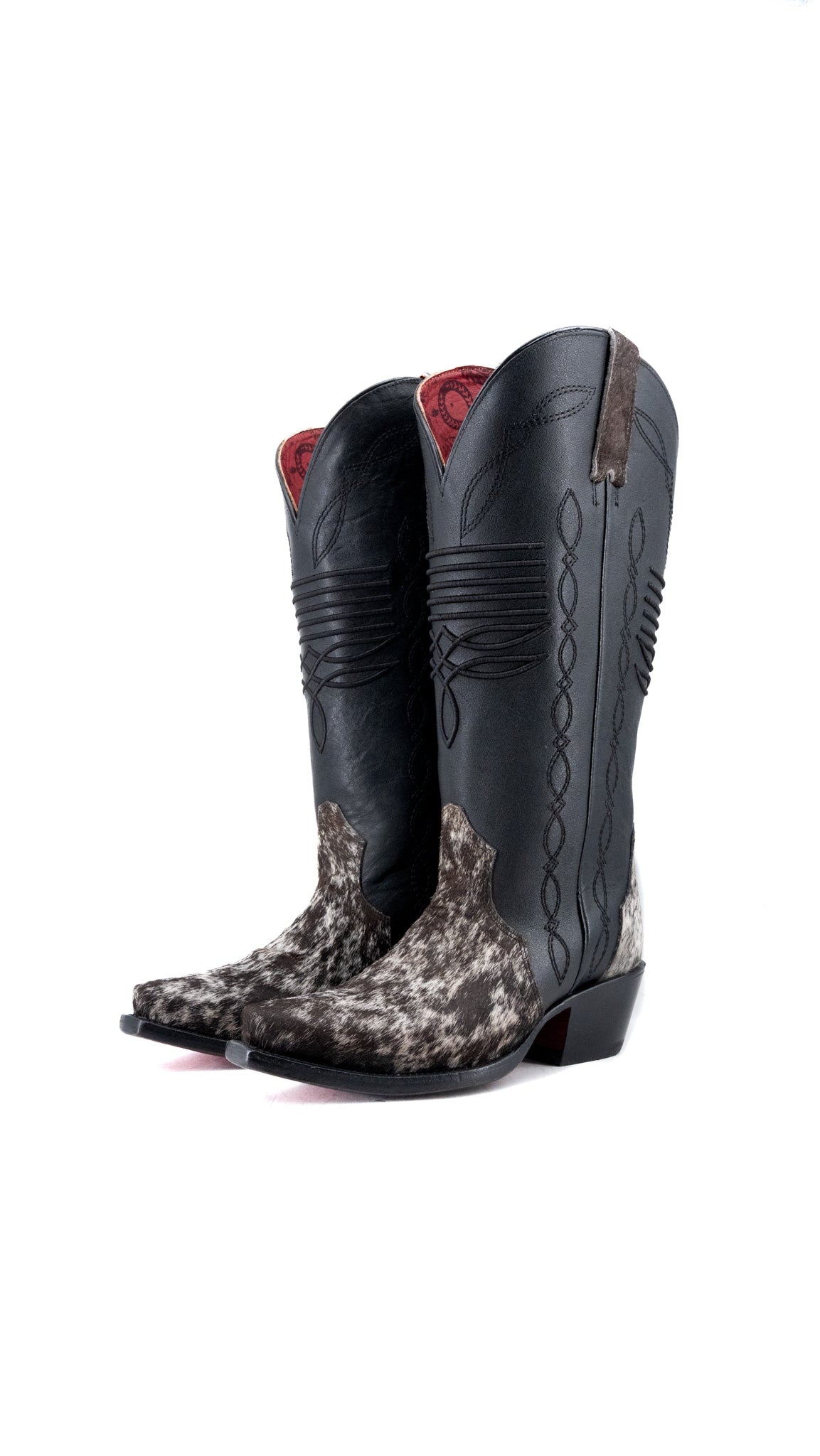 Dalia Midi Cowhide Red Bottom Wide Calf Snip Toe Cowgirl Boot Size 6 Box CW45