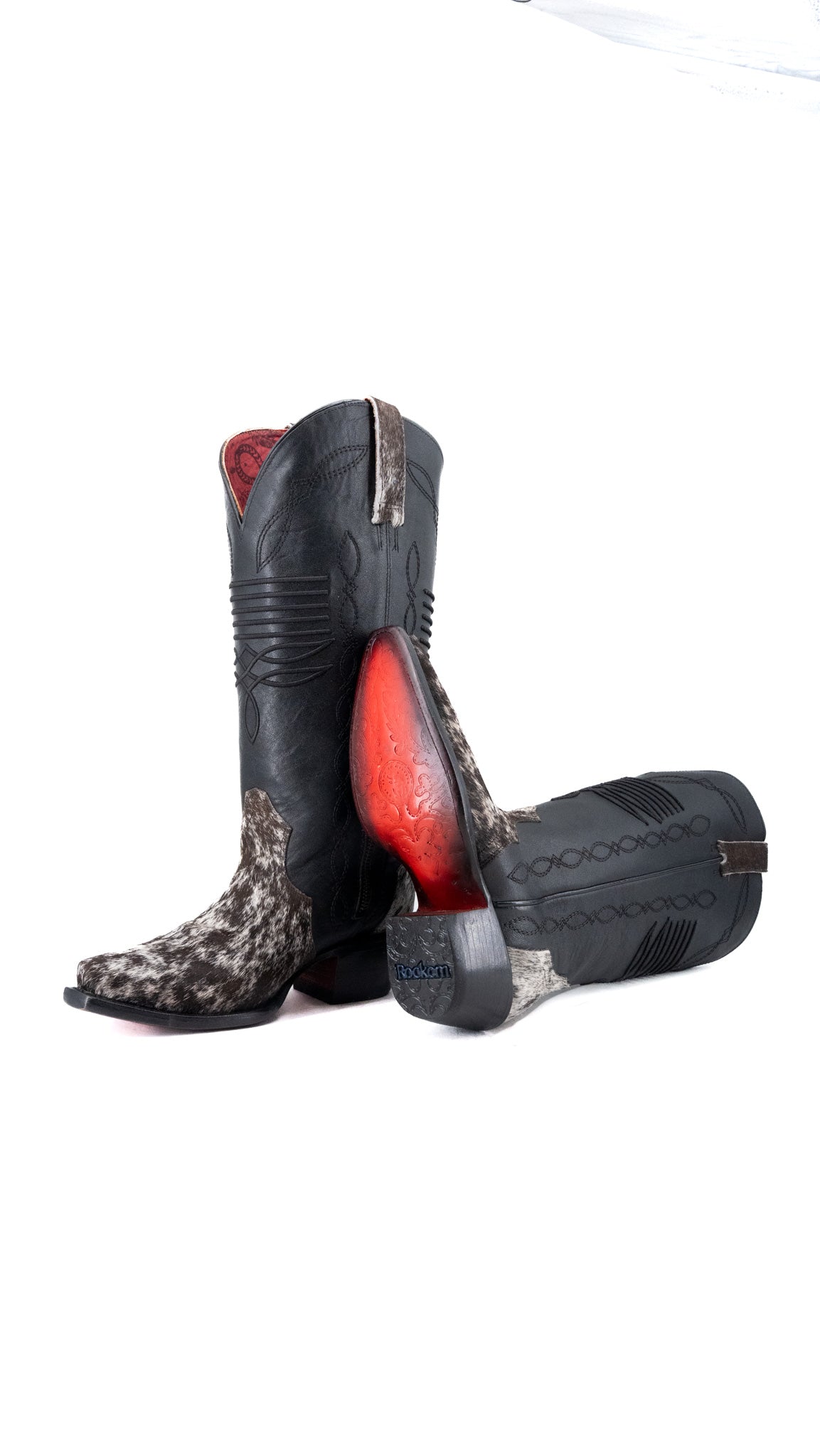 Dalia Midi Cowhide Red Bottom Wide Calf Snip Toe Cowgirl Boot Size 6 Box CW45