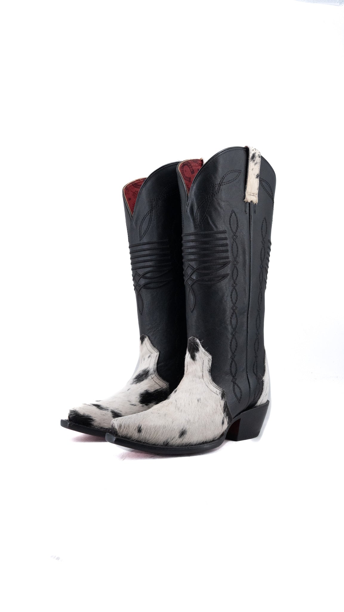 Dalia Midi Cowhide Red Bottom Wide Calf Snip Toe Cowgirl Boot Size 6 Box CW46