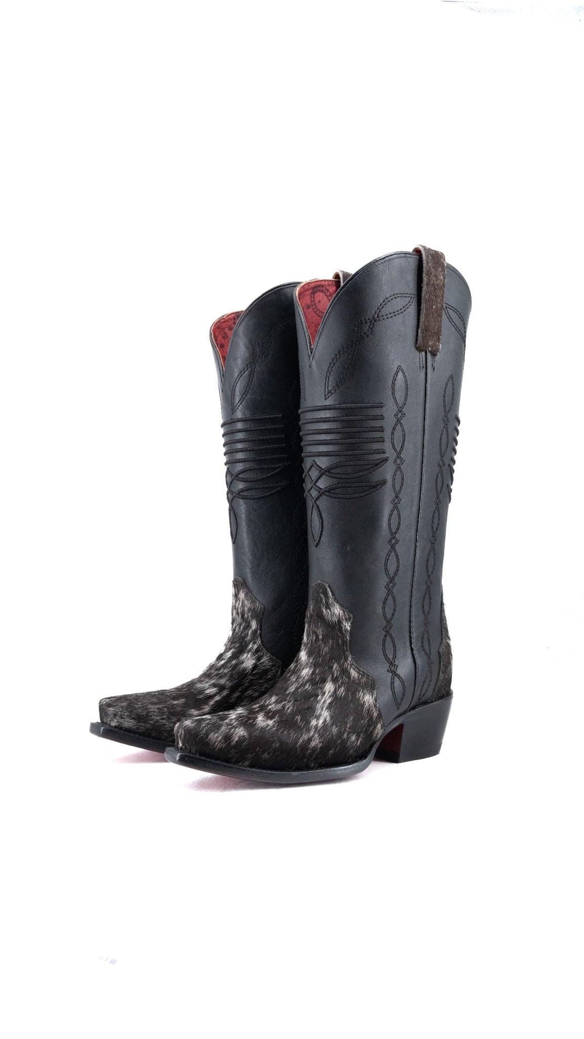 Dalia Midi Cowhide Red Bottom Wide Calf Snip Toe Cowgirl Boot Size 6.5 Box CW47