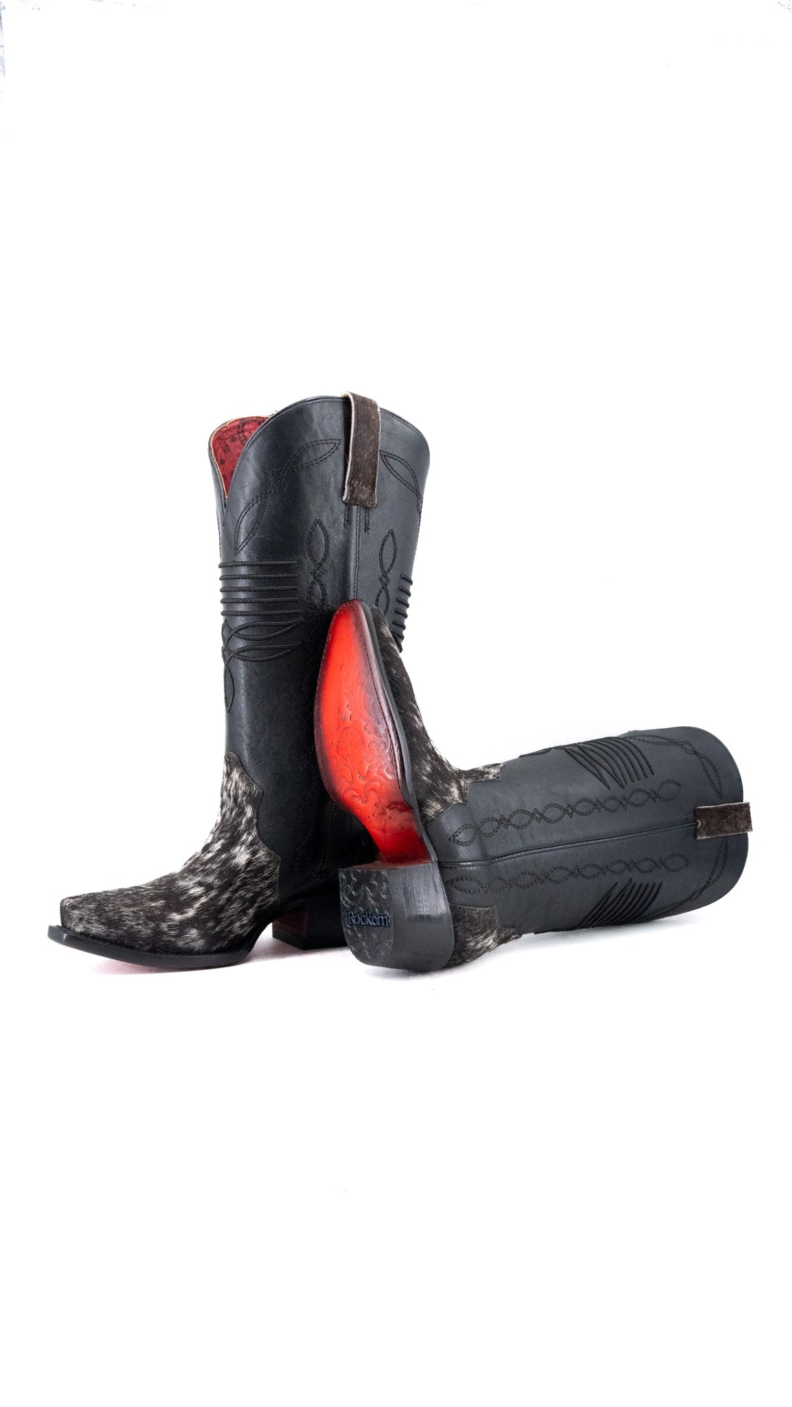 Dalia Midi Cowhide Red Bottom Wide Calf Snip Toe Cowgirl Boot Size 6.5 Box CW47