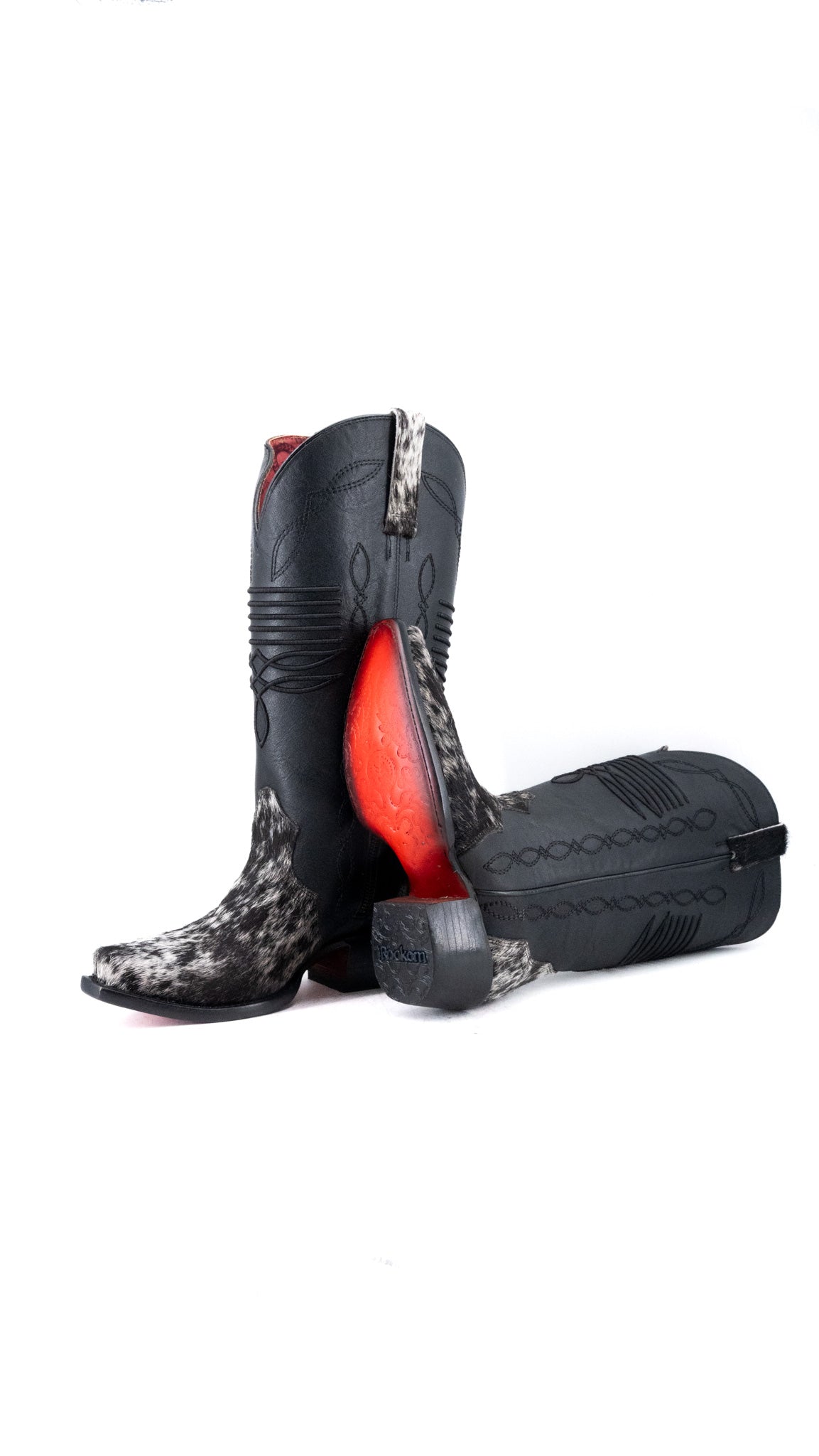 Dalia Midi Cowhide Red Bottom Wide Calf Snip Toe Cowgirl Boot Size 6.5 Box CW48