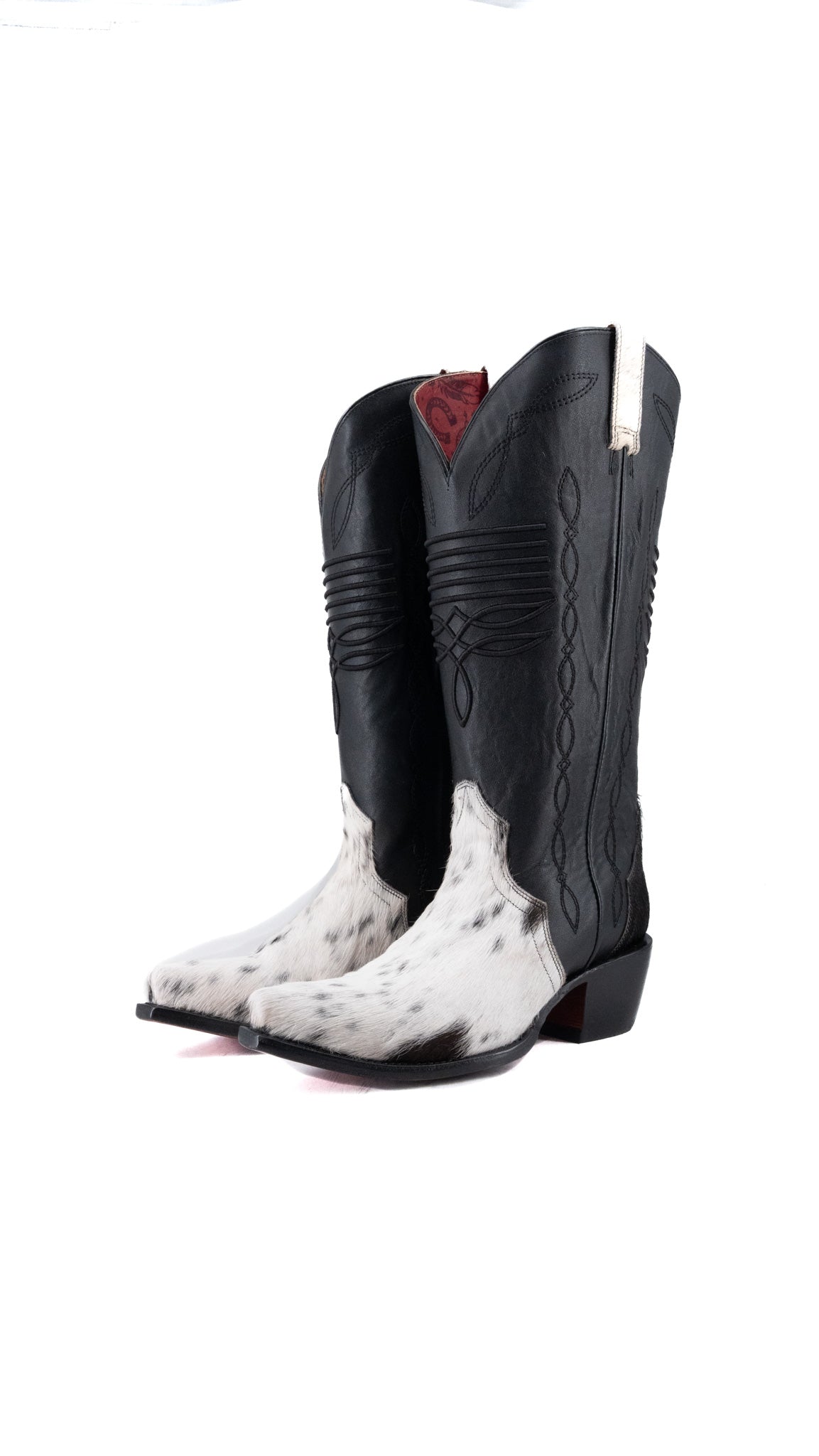 Dalia Midi Cowhide Red Bottom Wide Calf Snip Toe Cowgirl Boot Size 7 Box CW49