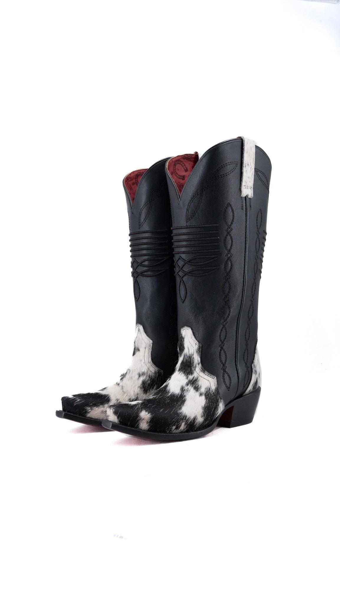 Dalia Midi Cowhide Red Bottom Wide Calf Snip Toe Cowgirl Boot Size 7 Box CW50